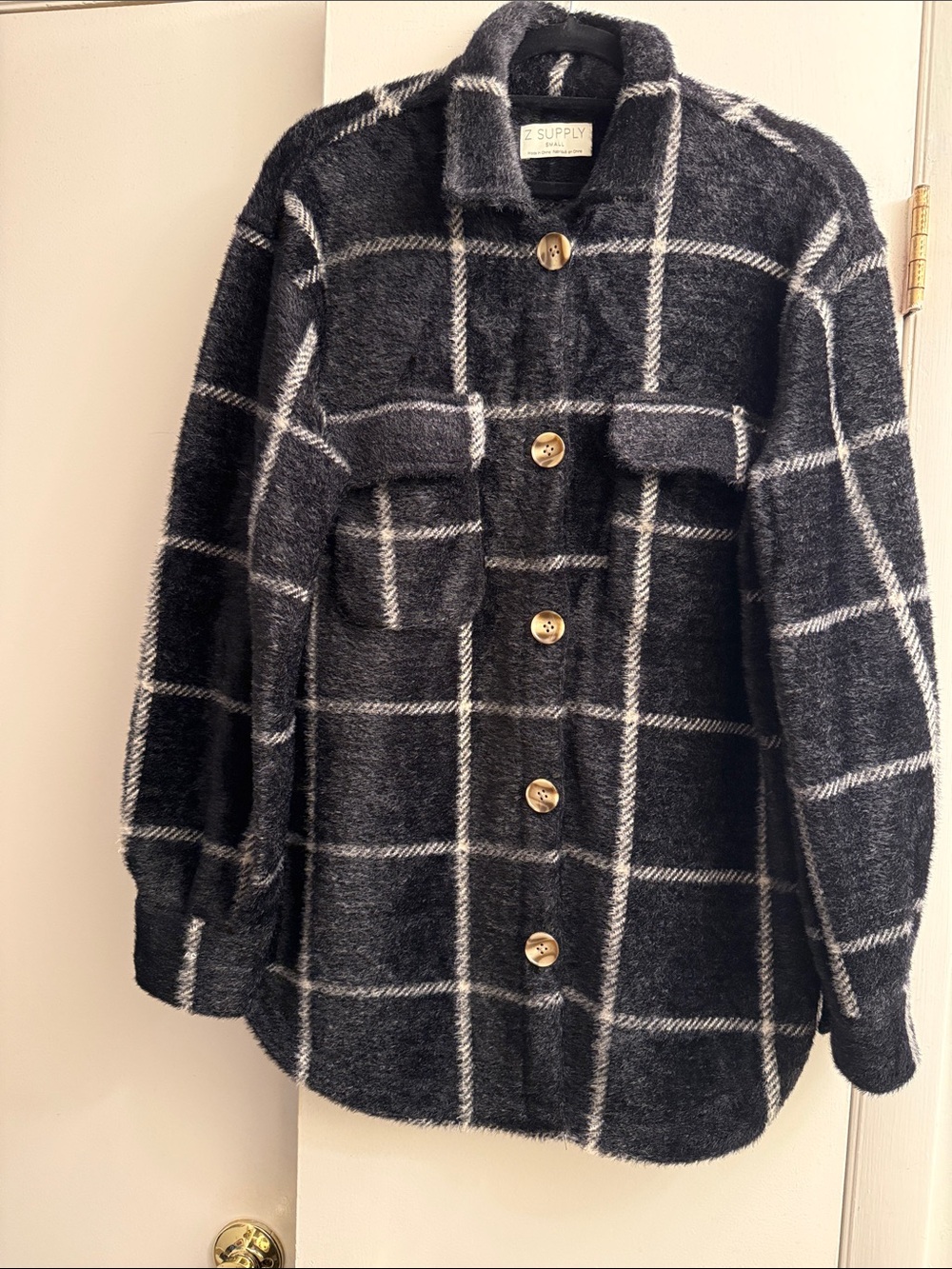Z Supply Black and White Windowpane shacket